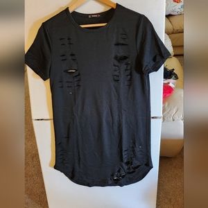 T shirt dress with rip design